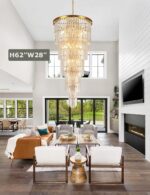 37 Lights Gold Finish Large Staircase Crystal Chandelier for High Ceiling Foyer ... - Image 5