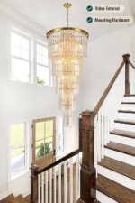 37 Lights Gold Finish Large Staircase Crystal Chandelier for High Ceiling Foyer ... - Image 8