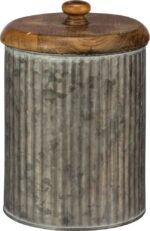 Primitives by Kathy Rustic Style Canisters, Set of 3, Galvanized Metal and Wood - Image 5