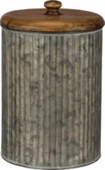 Primitives by Kathy Rustic Style Canisters, Set of 3, Galvanized Metal and Wood - Image 6
