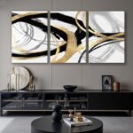 DUWQU 3 Pieces Large Black and Gold Abstract Canvas Wall Art, Modern Black Gold ... - Image 5