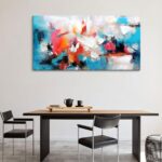 Mofutinpo Abstract Wall Art Canvas Hand-Painted Art in Blue and Pink Office Wall... - Image 3