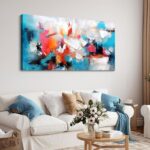 Mofutinpo Abstract Wall Art Canvas Hand-Painted Art in Blue and Pink Office Wall... - Image 4