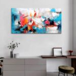 Mofutinpo Abstract Wall Art Canvas Hand-Painted Art in Blue and Pink Office Wall... - Image 5