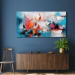 Mofutinpo Abstract Wall Art Canvas Hand-Painted Art in Blue and Pink Office Wall... - Image 8