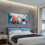 Mofutinpo Abstract Wall Art Canvas Hand-Painted Art in Blue and Pink Office Wall... - Image 9