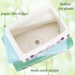 Book Planter Pot, Ceramic Book Shaped Decorative Planter with Drainage Hole, Sma... - Image 4