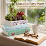Book Planter Pot, Ceramic Book Shaped Decorative Planter with Drainage Hole, Sma... - Image 6