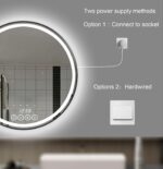 24" x 24" LED Bathroom Mirror with Lights, Black Round Frame Lighted Bathroom Va... - Image 7
