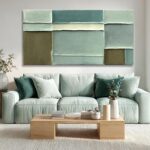 Hue7Art Modern Abstract Green Canvas Wall Art Soft Neutral Color Hand Painting B... - Image 3