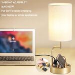 Dreamholder Table Lamp with 3 USB Charging Ports, Modern Desk Lamp with AC Outle... - Image 5