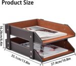 Leather Desk Organizer,2-Tier Stackable Letter Tray Holder,Office Supplies Deskt... - Image 3