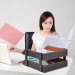 Leather Desk Organizer,2-Tier Stackable Letter Tray Holder,Office Supplies Deskt... - Image 4