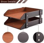 Leather Desk Organizer,2-Tier Stackable Letter Tray Holder,Office Supplies Deskt... - Image 5