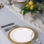 Potchen 50 Pcs Gold Disposable Paper Plates 10 Inch White with Gold Rim Strong H... - Image 7