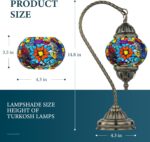 Marrakech Tiffany Style Stained Glass Table Lamp, Handmade Turkish Moroccan Mosa... - Image 4