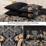 Mybedsoul 7 Pieces Black Comforter Set King Size, Gold Damask Bed in a Bag for K... - Image 5