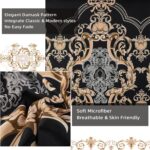 Mybedsoul 7 Pieces Black Comforter Set King Size, Gold Damask Bed in a Bag for K... - Image 6