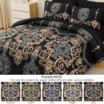 Mybedsoul 7 Pieces Black Comforter Set King Size, Gold Damask Bed in a Bag for K... - Image 7