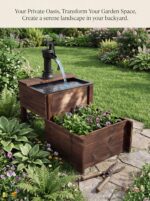 Outdoor Water Fountain，Floor Wooden Rectangular Double-Layer Old-Fashioned Pump ... - Image 4
