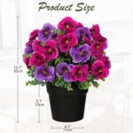 Briful Pansy Artificial Flowers, 13.7’’ Realistic Faux Pansy Flower in Black Pot... - Image 4