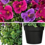 Briful Pansy Artificial Flowers, 13.7’’ Realistic Faux Pansy Flower in Black Pot... - Image 5