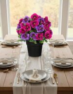 Briful Pansy Artificial Flowers, 13.7’’ Realistic Faux Pansy Flower in Black Pot... - Image 6