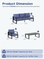 Oversized Modern Outdoor Patio Furniture Set with 5" Thick Cushions, Deep Seats ... - Image 3