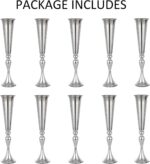 Metal Trumpet Vases for Centerpieces - Set of 10 Elegant Silver Vases for Table,... - Image 8