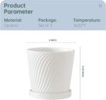 Ton Sin Plant Pots,White 6 Inch Flower Pots for Plants,Ceramic Planter with Drai... - Image 4