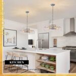 Modern Chrome Glass Chandelier 8-Light 21.6" Water Ripple Glass Pendant Chandeli... - Image 7