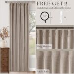 Dark Flax Linen Pinch Pleated Curtains 105 Inches Long for Bedroom Taupe Beige 1... - Image 5