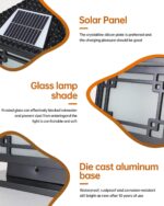 Solar Post Lights with Remote Control Energy-Saving LED Column Lamp Solar Waterp... - Image 7