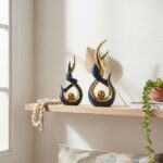 Blue Gold Ceramic Abstract 2 Piece Statue Set,Mid Century Modern Abstract Art Ho... - Image 3