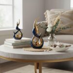 Blue Gold Ceramic Abstract 2 Piece Statue Set,Mid Century Modern Abstract Art Ho... - Image 7