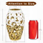 White and Gold Vases for Centerpieces, Openwork Ceramic Flower Vase 8.7" Hollowe... - Image 3