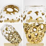 White and Gold Vases for Centerpieces, Openwork Ceramic Flower Vase 8.7" Hollowe... - Image 4