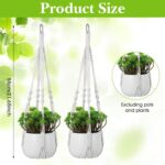 White Macrame Plant Hanger Set, 2 Pack Boho Hanging Plant Holder, Plants Hanger ... - Image 3