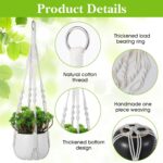 White Macrame Plant Hanger Set, 2 Pack Boho Hanging Plant Holder, Plants Hanger ... - Image 4