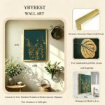 YBYBEST 12x16 Hand-Painted Gilded Wall Art - 3D Textured Emerald Green Botanical... - Image 3