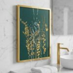 YBYBEST 12x16 Hand-Painted Gilded Wall Art - 3D Textured Emerald Green Botanical... - Image 4