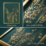 YBYBEST 12x16 Hand-Painted Gilded Wall Art - 3D Textured Emerald Green Botanical... - Image 5