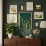 YBYBEST 12x16 Hand-Painted Gilded Wall Art - 3D Textured Emerald Green Botanical... - Image 6