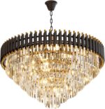 32 inch Black Gold Crystal Chandelier 6-Tier Modern Luxury Pendant Light Fixture... - Image 9