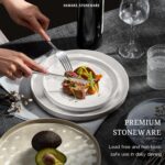HaWare Dinnerware Sets, 18-Piece Plates and Bowls Set, Stoneware Dish Set for 6,... - Image 6