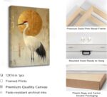 Japanese Zen Crane Wall Art Luxury Elegant Golden Red-crowned Crane Painting Pic... - Image 8