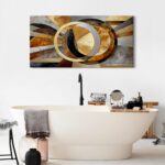 Abstract Geometric Canvas Wall Art Modern Neutral Picture Black Grey and Gold Wa... - Image 3