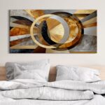Abstract Geometric Canvas Wall Art Modern Neutral Picture Black Grey and Gold Wa... - Image 7