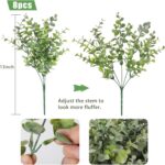 RECUTMS 8 Bundles Artificial Greenery Plants Stems Outdoor Fake Eucalyptus Plant... - Image 3