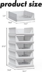 Proarea 5 Pack Stackable Storage Bins, Closet Organizers and Storage, Foldable C... - Image 3